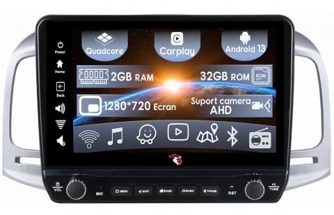 Hyundai - Navigatie dedicata Accent 2006-2011 cu butoane rotative model 2024, 9 Inch, 2GB RAM 32GB ROM, Quadcore, Android 13, WiFi, Bluetooth, Magazin Play