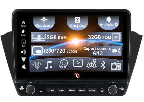 Skoda - Navigatie dedicata Fabia 2015 cu butoane rotative model 2024, 9 Inch, 2GB RAM 32GB ROM, Quadcore, Android 13, WiFi, Bluetooth, Magazin Play