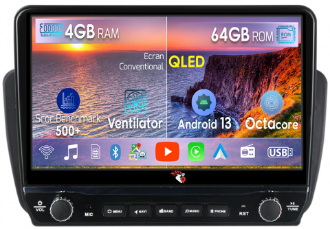 Seat Ibiza 2009-2012 - Navigatie dedicata Ibiza 2009-2013 cu butoane rotative model 2024, 4 GB RAM 64 ROM, Quadcore, Android 13, Display QLED, 9", DSP, Carplay, Android Auto, Internet, Youtube , Waze , WI-FI