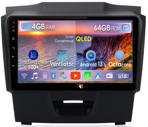Isuzu - Navigatie dedicata Isuzu D-Max 2017, 4GB RAM 64GB ROM, Octacore, Android 13, Display QLED 9", DSP, Carplay, Android Auto, Internet, Youtube, Waze, WIFI, Bluetooth