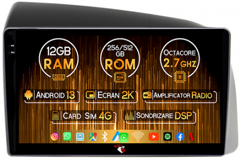 Iveco - Navigatie dedicata Iveco Bronte 2014-2016, 12GB RAM 256GB ROM, Android 13, Rezolutie 2K, Display QLED, 9", DSP, Carplay, Android Auto, Internet, Youtube, Waze, Wi Fi, USB