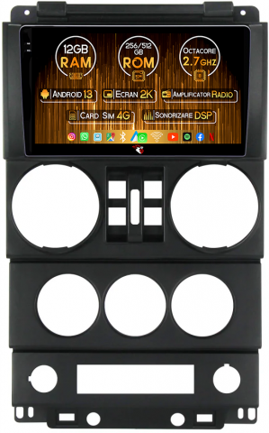 Navigatii Dedicate - Navigatie dedicata Jeep Commander 2007-2008, 12GB RAM 256GB ROM, Android 13, Rezolutie 2K, Display QLED, 9", DSP, Carplay, Android Auto, Internet, Youtube, Waze, Wi Fi, USB