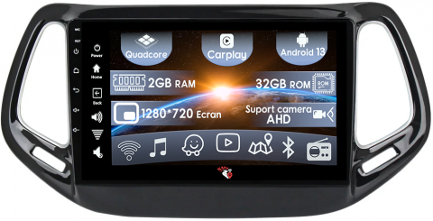 Compass 2016-2018 - (Resigilata) Navigatie dedicata Jeep Compass 2016-2018, 2GB RAM 32GB ROM, Quad Core, Display 10" IPS Full HD, Carplay, Android 13, Bluetooth, Magazin Play, Suport camere AHD