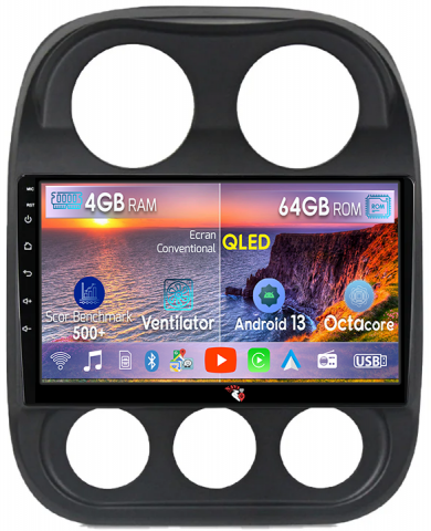Compass Patriot 2010-2016 - Navigatie dedicata Jeep Compass Patriot 2010-2016, 4GB RAM 64GB ROM, Octacore, Android 13, Display QLED 10", DSP, Carplay, Android Auto, Internet, Youtube, Waze, WIFI, Bluetooth