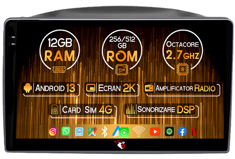 JEEP Grand Cherokee 2004-2007 - Navigatie dedicata Jeep Grand Cherokee 2005-2007, 12GB RAM 256GB ROM, Android 13, Rezolutie 2K, Display QLED, 9", DSP, Carplay, Android Auto, Internet, Youtube, Waze, Wi Fi, USB