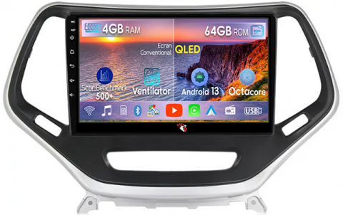 Grand Cherokee 2010-2013 - Navigatie dedicata Jeep Grand Cherokee 2014-2018, 4GB RAM 64GB ROM, Octacore, Android 13, Display QLED 10.25", DSP, Carplay, Android Auto, Internet, Youtube, Waze, WIFI, Bluetooth