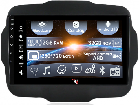 Renegade 2014-2018 - (Resigilata) Navigatie dedicata Jeep Renegade 2016-2018, 2GB RAM 32GB ROM, Quad Core, Display 9" IPS Full HD, Carplay, Android 13, Bluetooth, Magazin Play, Suport camere AHD