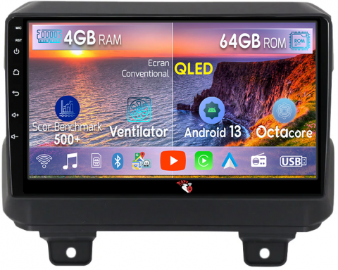 Wrangler 2018-2019 - Navigatie dedicata Jeep Wrangler 2018-2019, 4GB RAM 64GB ROM, Octacore, Android 13, Display QLED 9", DSP, Carplay, Android Auto, Internet, Youtube, Waze, WIFI, Bluetooth