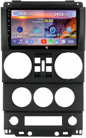 Wrangler Rubicon 2008-2010 - Navigatie dedicata Jeep Wrangler Rubicon 2008-2010, 4GB RAM 64GB ROM, Octacore, Android 13, Display QLED 9", DSP, Carplay, Android Auto, Internet, Youtube, Waze, WIFI, Bluetooth