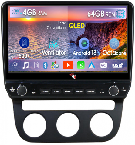 Jetta 5 2005-2010 - Navigatie dedicata Jetta 5 2005-2010 cu butoane rotative model 2024, 4 GB RAM 64 ROM, Quadcore, Android 13, Display QLED, 9", DSP, Carplay, Android Auto, Internet, Youtube , Waze , WI-FI