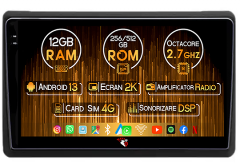 Renault Master 2021 - Navigatie dedicata Renault Master 2021, 12GB RAM 256GB ROM, Android 13, Rezolutie 2K, Display QLED, 9", DSP, Carplay, Android Auto, Internet, Youtube, Waze, Wi Fi, USB