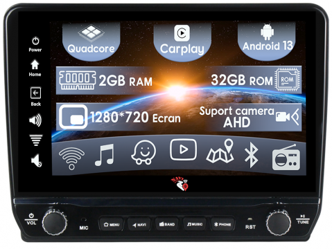 Touareg 2002-2012 - Navigatie dedicata Touareg 2003-2010 cu butoane rotative model 2024, 9 Inch, 2GB RAM 32GB ROM, Quadcore, Android 13, WiFi, Bluetooth, Magazin Play