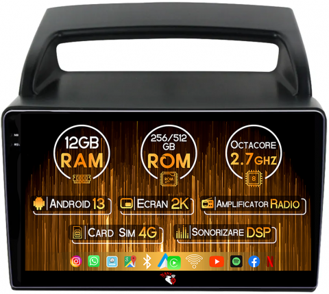 Kia - Navigatie dedicata KIA Carnival VQ 2006-2014, 12GB RAM 256GB ROM, Android 13, Rezolutie 2K, Display QLED, 9", DSP, Carplay, Android Auto, Internet, Youtube, Waze, Wi Fi, USB