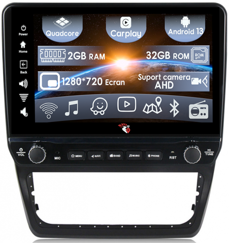 Skoda - Navigatie dedicata Yeti 5L 2009-2014 cu butoane rotative model 2024, 9 Inch, 2GB RAM 32GB ROM, Quadcore, Android 13, WiFi, Bluetooth, Magazin Play