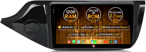 Kia - Navigatie dedicata Kia Ceed 2012-2016, 12GB RAM 256GB ROM, Android 13, Rezolutie 2K, Display QLED, 9", DSP, Carplay, Android Auto, Internet, Youtube, Waze, Wi Fi, USB