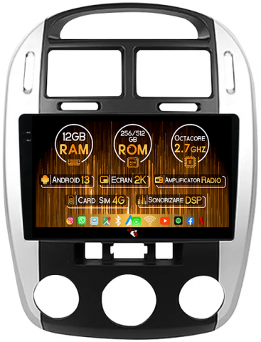 Cerato 2004-2008 - Navigatie dedicata Kia Cerato 2004-2008, 12GB RAM 256GB ROM, Android 13, Rezolutie 2K, Display QLED, 9", DSP, Carplay, Android Auto, Internet, Youtube, Waze, Wi Fi, USB