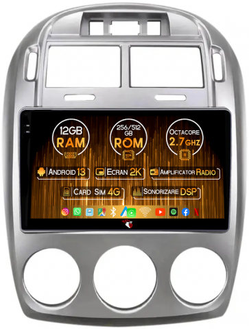 Cerato 2005-2006 - Navigatie dedicata Kia Cerato 2005-2006, 12GB RAM 256GB ROM, Android 13, Rezolutie 2K, Display QLED, 9", DSP, Carplay, Android Auto, Internet, Youtube, Waze, Wi Fi, USB