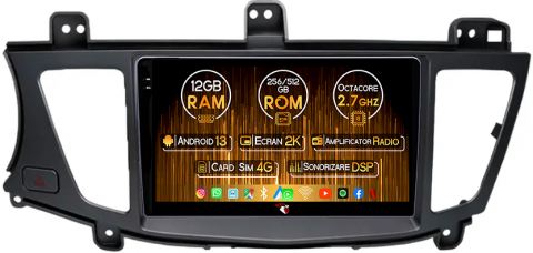 K7 Cadenza 2013-2017 - Navigatie dedicata Kia K7 Cadenza 2011-2012, 12GB RAM 256GB ROM, Android 13, Rezolutie 2K, Display QLED, 9", DSP, Carplay, Android Auto, Internet, Youtube, Waze, Wi Fi, USB