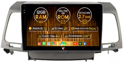 Kia - Navigatie dedicata Kia Opirus 2007-2008, Black, 12GB RAM 256GB ROM, Android 13, Rezolutie 2K, Display QLED, 9", DSP, Carplay, Android Auto, Internet, Youtube, Waze, Wi Fi, USB