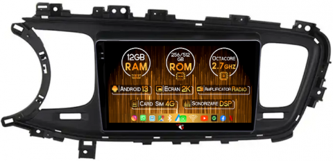 Kia - Navigatie dedicata Kia Optima K5 2013-2015, Black, 12GB RAM 256GB ROM, Android 13, Rezolutie 2K, Display QLED, 9", DSP, Carplay, Android Auto, Internet, Youtube, Waze, Wi Fi, USB