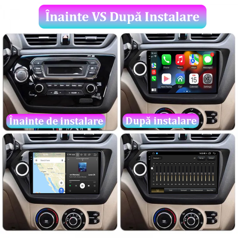 Navigatie dedicata Kia Rio 2011-2015, 12GB RAM 256GB ROM, Android 13, Rezolutie 2K, Display QLED, 9", DSP, Carplay, Android Auto, Internet, Youtube, Waze, Wi Fi, USB [4]