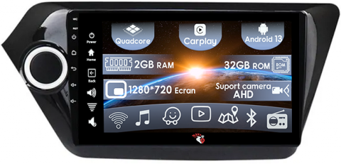 RIO 2011-2015 - (Resigilata) Navigatie dedicata Kia Rio 2011-2015, 2GB RAM 32GB ROM, Quad Core, Display 9" IPS Full HD, Carplay, Android 13, Bluetooth, Magazin Play, Suport camere AHD