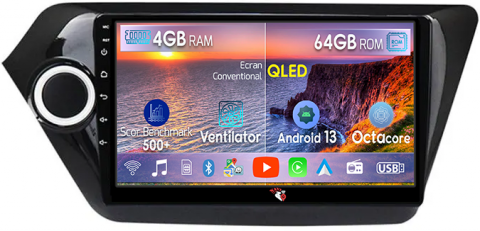 RIO 2011-2015 - Navigatie dedicata Kia Rio 2011-2015, 4GB RAM 64GB ROM, Octacore, Android 13, Display QLED 9", DSP, Carplay, Android Auto, Internet, Youtube, Waze, WIFI, Bluetooth