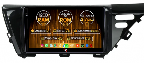 Toyota - Navigatie dedicata Toyota Camry 2017-2020, 12GB RAM 256GB ROM, Android 13, Rezolutie 2K, Display QLED, 9", DSP, Carplay, Android Auto, Internet, Youtube, Waze, Wi Fi, USB