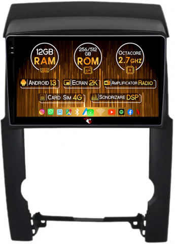 Kia - Navigatie dedicata Kia Sorento 2 2009-2012, 12GB RAM 256GB ROM, Android 13, Rezolutie 2K, Display QLED, 9", DSP, Carplay, Android Auto, Internet, Youtube, Waze, Wi Fi, USB