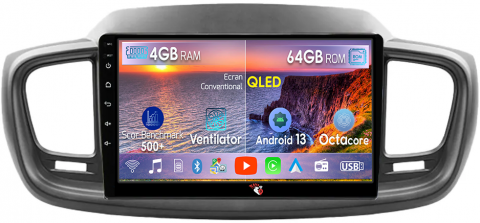 Kia - Navigatie dedicata KIA Sorento 2014-2017, 4GB RAM 64GB ROM, Octacore, Android 13, Display QLED 10", DSP, Carplay, Android Auto, Internet, Youtube, Waze, WIFI, Bluetooth