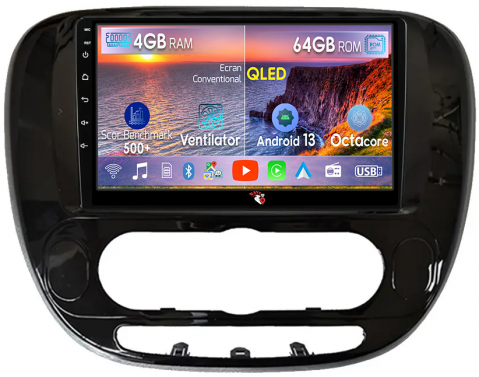Soul 2013-2019 - Navigatie dedicata Kia Soul 2013-2019, 4GB RAM 64GB ROM, Octacore, Android 13, Display QLED 9", DSP, Carplay, Android Auto, Internet, Youtube, Waze, WIFI, Bluetooth