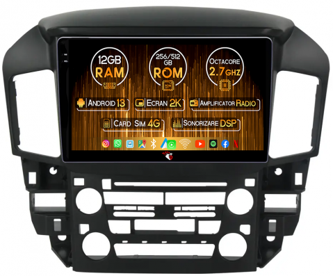 Toyota - Navigatie dedicata Toyota Harrier/ Lexus RX 300 1998-2005, 12GB RAM 256GB ROM, Android 13, Rezolutie 2K, Display QLED, 9", DSP, Carplay, Android Auto, Internet, Youtube, Waze, Wi