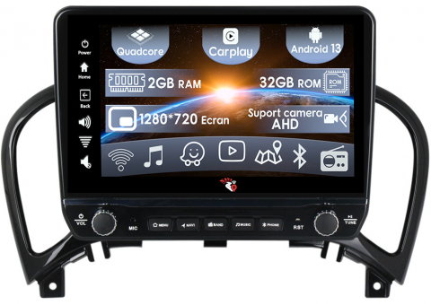Juke 2010-2014 - Navigatie dedicata Juke 2010-2014 cu butoane rotative model 2024, 9 Inch, 2GB RAM 32GB ROM, Quadcore, Android 13, WiFi, Bluetooth, Magazin Play