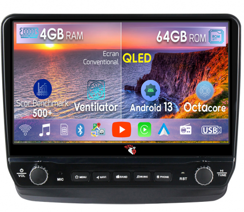 L200 2008-2016 - Navigatie dedicata L200 2008-2016 cu butoane rotative model 2024, 4 GB RAM 64 ROM, Quadcore, Android 13, Display QLED, 9", DSP, Carplay, Android Auto, Internet, Youtube , Waze , WI-FI