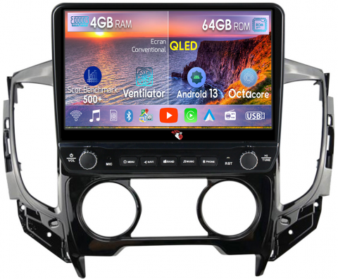 L200 2015-2019 - Navigatie dedicata L200 2015-2019 cu butoane rotative model 2024, 4 GB RAM 64 ROM, Quadcore, Android 13, Display QLED, 9", DSP, Carplay, Android Auto, Internet, Youtube , Waze , WI-FI