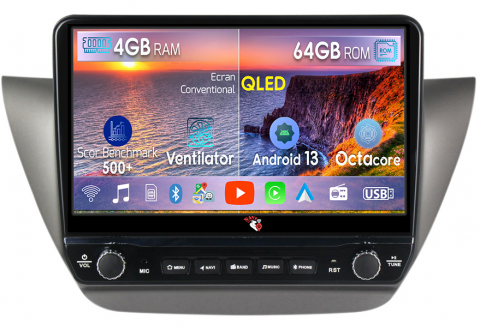 Lancer IX 2006-2010 - Navigatie dedicata Lancer IX 2006-2010 cu butoane rotative model 2024, 4 GB RAM 64 ROM, Quadcore, Android 13, Display QLED, 9", DSP, Carplay, Android Auto, Internet, Youtube , Waze , WI-FI