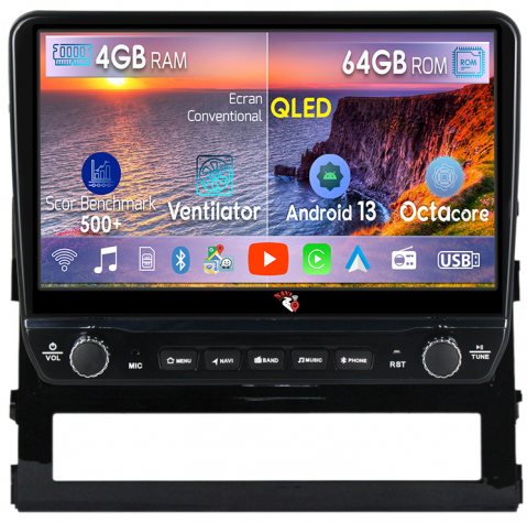 Land Cruiser (2015-) - Navigatie dedicata Land Cruiser 200 2015-2018 cu butoane rotative model 2024, 4GB RAM 64GB ROM, Quadcore, Android 13, Display QLED 9", DSP, Carplay, Android Auto, Internet, Youtube, W