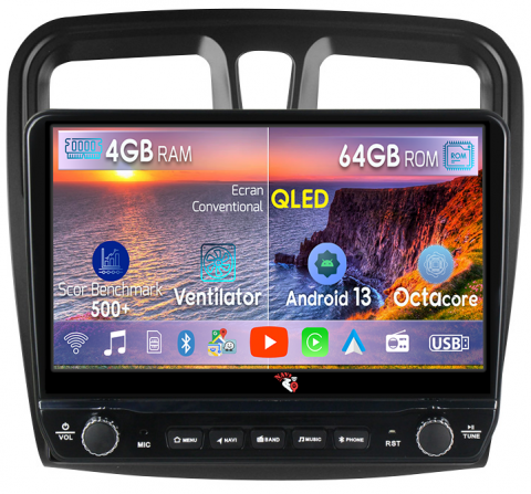 Dacia Logan 2 2015-2021 - Navigatie dedicata Logan 2014-2019 cu butoane rotative model 2024, 4 GB RAM 64 ROM, Quadcore, Android 13, Display QLED, 9", DSP, Carplay, Android Auto, Internet, Youtube , Waze , WI-FI