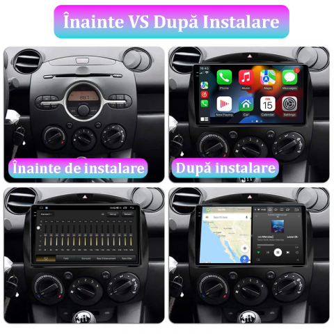 Navigatie dedicata Mazda 2 2007-2014, 12GB RAM 256GB ROM, Android 13, Rezolutie 2K, Display QLED, 9", DSP, Carplay, Android Auto, Internet, Youtube, Waze, Wi Fi, USB [4]