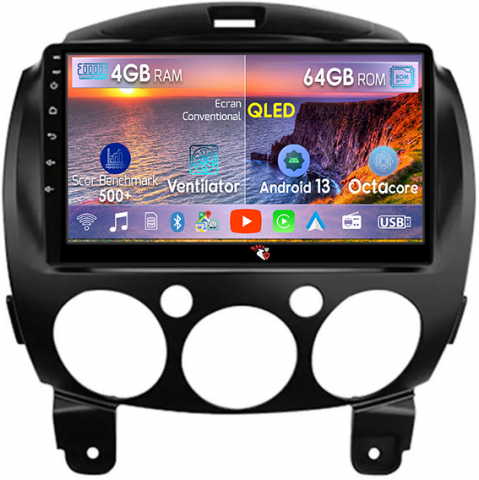 Mazda - Navigatie dedicata Mazda 2 2007-2014, 4GB RAM 64GB ROM, Octacore, Android 13, Display QLED 9", DSP, Carplay, Android Auto, Internet, Youtube, Waze, WIFI, Bluetooth