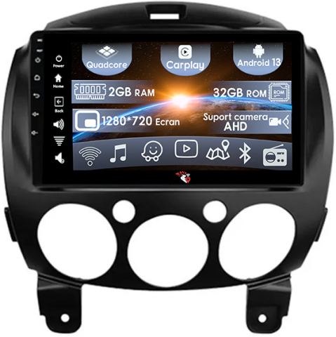 Mazda - (Resigilata) Navigatie dedicata Mazda 2 2007-2014, 2GB RAM 32GB ROM, Quad Core, Display 9" IPS Full HD, Carplay, Android 13, Bluetooth, Magazin Play, Suport camere AHD