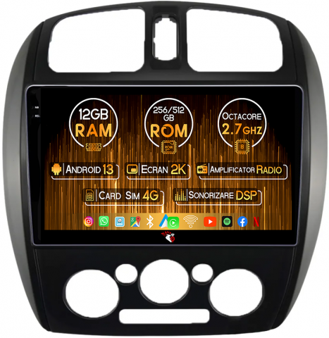 Mazda - Navigatie dedicata Mazda 323, 12GB RAM 256GB ROM, Android 13, Rezolutie 2K, Display QLED, 9", DSP, Carplay, Android Auto, Internet, Youtube, Waze, Wi Fi, USB