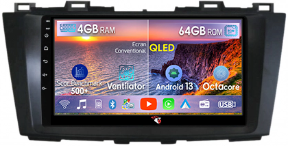 Mazda - Navigatie dedicata Mazda 5 2010-2015, 4GB RAM 64GB ROM, Octacore, Android 13, Display QLED 9", DSP, Carplay, Android Auto, Internet, Youtube, Waze, WIFI, Bluetooth