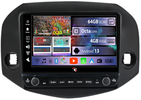 RAV4 2005-2013 - Navigatie dedicata RAV4 2005-2013 cu butoane rotative model 2024, 4GB RAM 64GB ROM, Quadcore, Android 13, Display QLED 10", DSP, Carplay, Android Auto, Internet, Youtube, Waze, WIFI,