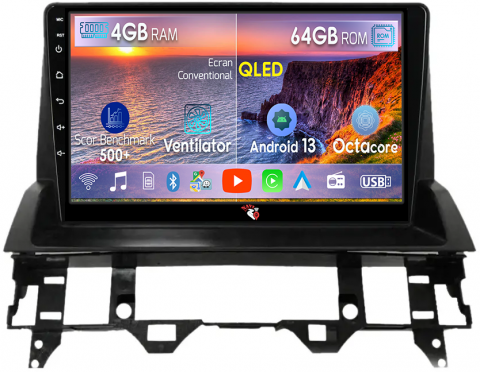 Mazda - Navigatie dedicata Mazda 6 2002-2009, 4GB RAM 64GB ROM, Octacore, Android 13, Display QLED 9", DSP, Carplay, Android Auto, Internet, Youtube, Waze, WIFI, Bluetooth
