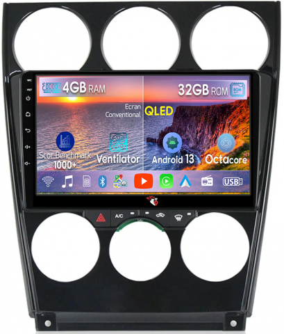 Mazda - Navigatie dedicata Mazda 6 2004-2015, 4GB RAM 32 ROM, Android 13,QLED 1K, Display 9", DSP, Internet, Youtube , Waze , WI-FI , USB , Bluetooth , Mirrorlink