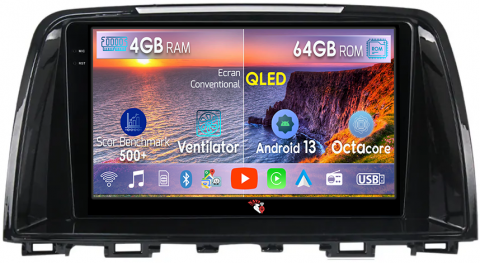 Mazda 6 III 2012-2017 - Navigatie dedicata Mazda 6 III 2012-2017, 4GB RAM 64GB ROM, Octacore, Android 13, Display QLED 9", DSP, Carplay, Android Auto, Internet, Youtube, Waze, WIFI, Bluetooth