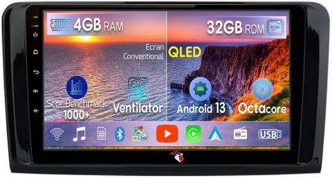Mercedes-Benz - Navigatie dedicata Mercedes Benz ML PX6, 4GB RAM 64GB ROM, Octacore, Android 13, Display QLED 9", DSP, Carplay, Android Auto, Internet, Youtube, Waze, WIFI, Bluetooth