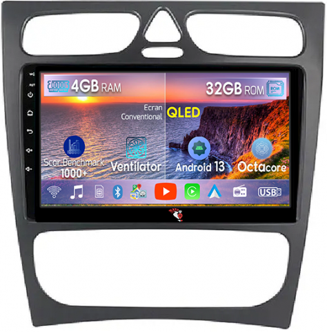 Mercedes-Benz - Navigatie dedicata Mercedes C-Class W203 / CLK 320 2000-2004, 4 GB RAM 32 ROM, Android 13, Display QLED 1K, 9", DSP, Carplay, Android Auto, Internet, Youtube , Waze , WI-FI , USB