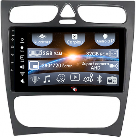 Mercedes-Benz - (Resigilata) Navigatie dedicata Mercedes C Class W203 CLK W209 ( 2000 - 2005 ), 2GB RAM 32GB ROM, Quad Core, Display 9" IPS Full HD, Carplay, Android 13, Bluetooth, Magazin Play, Suport camere AHD